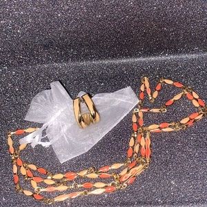 Vintage Hoop Earring and necklace set